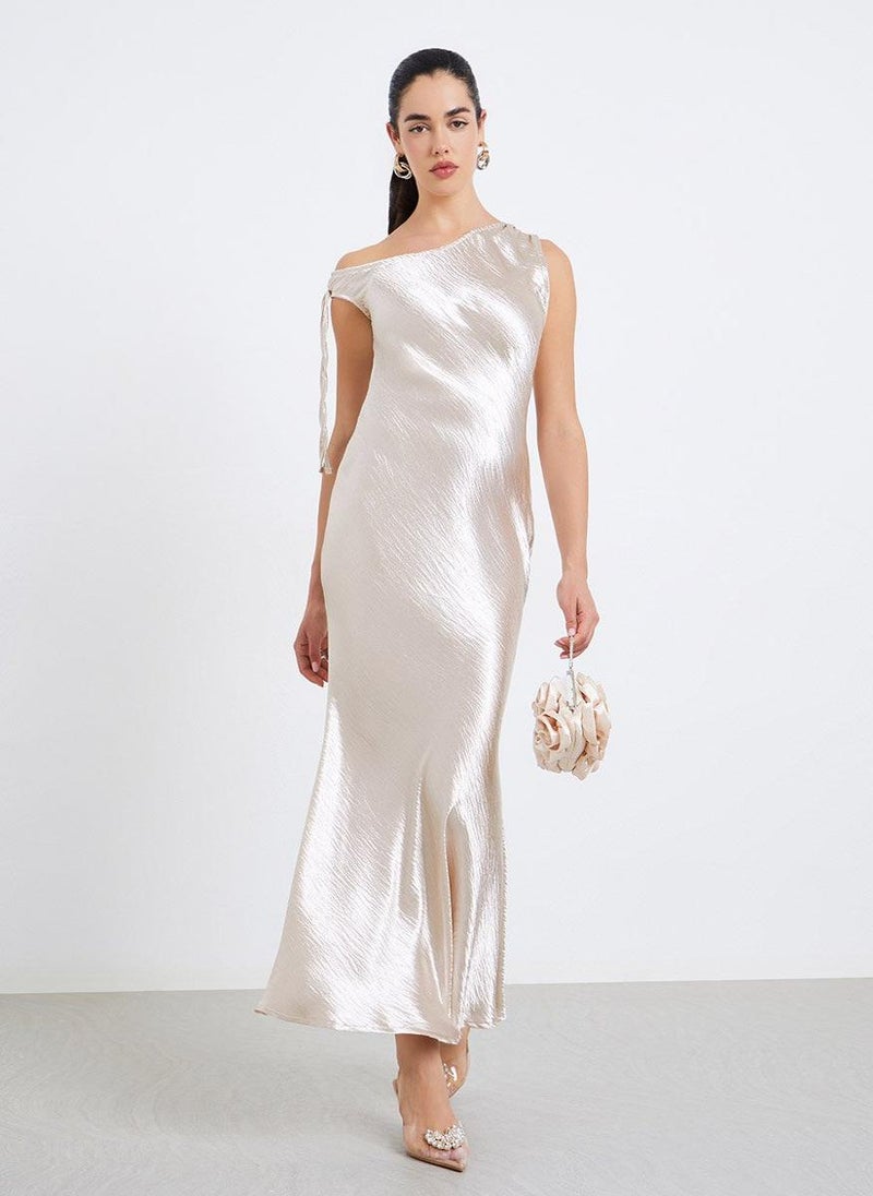 Styli Women Satin One Shoulder Bodycon Maxi Dress - Image 3